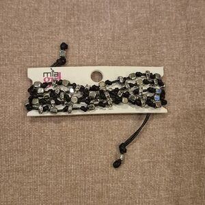 MIA Black and Silver Beaded Adjustable Bracelet